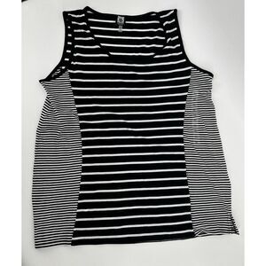 Anne Klein Sport Womens Sleeveless Blouse/Tank‎ Top White/Black Shirt Large